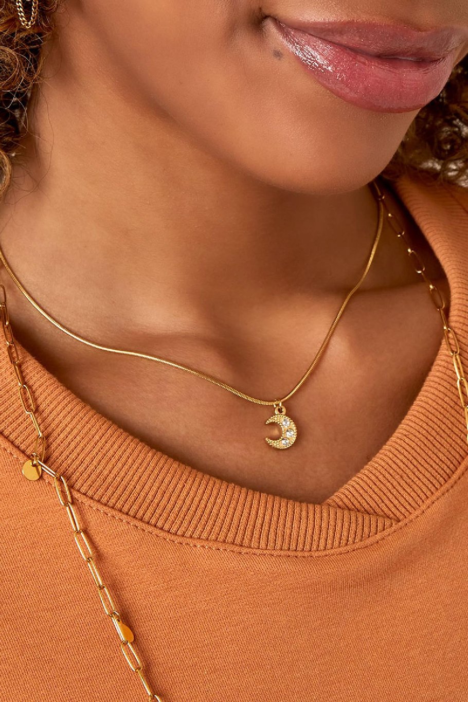 Necklace moon shine Gold Color Stainless Steel Picture3